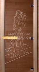 Дверь бан. DW 2000*800 кор. ольха-липа, БРОНЗА с рис. Дженнифер, (00088) 1