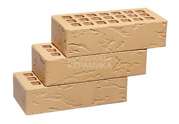 Кирпич облицовочный керамический ЖКЗ Соломенный Рустик 1НФ 2