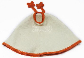 Шапка д/сауны модельная (фетр) С цветками, с цветным кантом (ЭС) 1