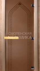 Дверь бан. DW 1900*700 кор. ольха-липа, кедр БРОНЗА МАТОВОЕ с рис. Восточная арка (00081) (01508) 1