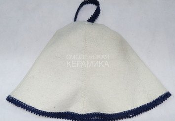 Шапка д/сауны Классическая белая с цветным кантом (ЭС) 1