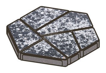 Гранитная тротуарная плитка Готика, Полигональ Granite FINO, 80 мм, Диорит 1