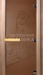 Дверь бан. DW 1900*700 кор. ольха-липа,береза БРОНЗА МАТОВОЕ с рис. Дженнифер, (00089) 1