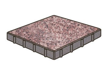 Гранитная тротуарная плитка Готика, Квадрат Granite FINO, 400x400x100, Сансет 1