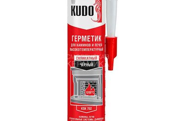Герметик термостойкий (1200*C) силикатный каминный черный KUDO, 280мл (12 шт/уп) 1